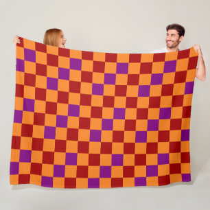Rood Oranje Paars Geruit Patroonontwerp  Fleece Deken