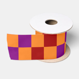 Rood Oranje Paars Geruit Patroonontwerp Satijnen Lint