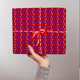 Rood Oranje Paarse Chevron Strepen Trippy Abstract Cadeaupapier