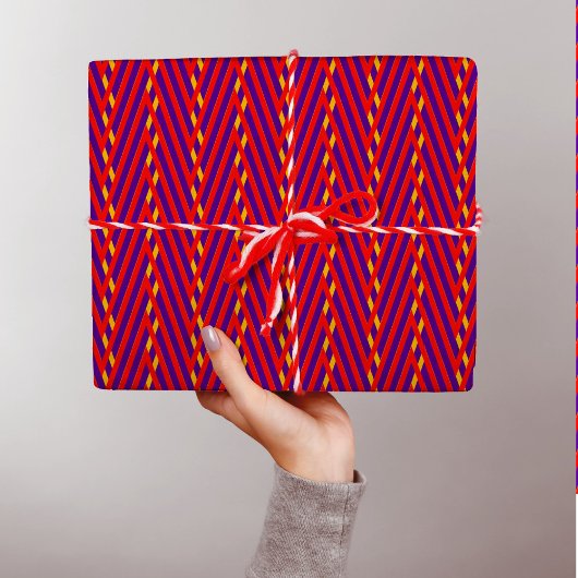 Rood Oranje Paarse Chevron Strepen Trippy Abstract Cadeaupapier