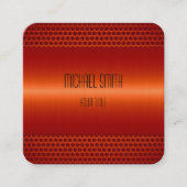 Rood Oranje Roestvrij staal Vierkante Visitekaartje (Voorkant)