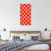 Rood Oranje Roze Geruit Patroonontwerp Canvas Afdruk (Insitu (Slaapkamer))