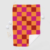 Rood Oranje Roze Geruit Patroonontwerp  Golfhanddoek (Insitu)