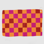 Rood Oranje Roze Geruit Patroonontwerp  Golfhanddoek (Horizontaal)