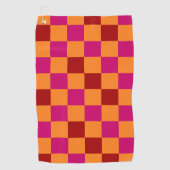 Rood Oranje Roze Geruit Patroonontwerp  Golfhanddoek (Voorkant)