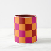 Rood Oranje Roze Geruit Patroonontwerp Mok (Midden)