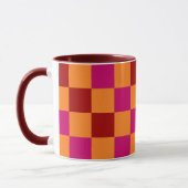 Rood Oranje Roze Geruit Patroonontwerp Mok (Links)