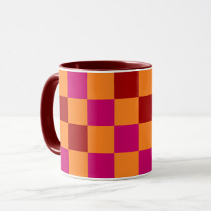 Rood Oranje Roze Geruit Patroonontwerp Mok