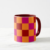 Rood Oranje Roze Geruit Patroonontwerp Mok (Voorkant rechts)