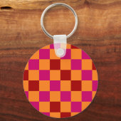 Rood Oranje Roze Geruit Patroonontwerp Sleutelhanger (Voorkant)