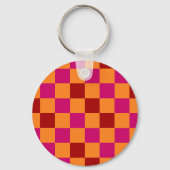 Rood Oranje Roze Geruit Patroonontwerp Sleutelhanger (Achterkant)