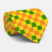 Rood Oranje Roze Geruit Patroonontwerp Stropdas (Opgerold)