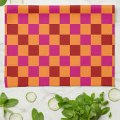 Rood Oranje Roze Geruit Patroonontwerp Theedoek (Gevouwen)