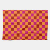 Rood Oranje Roze Geruit Patroonontwerp Theedoek (Horizontaal)