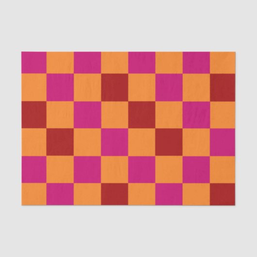 Rood Oranje Roze Geruit Patroonontwerp Tissuepapier (Voorkant)