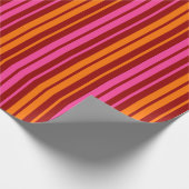 Rood Oranje Roze Verticale Strepen Design   Cadeaupapier (Hoek)