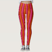 Rood Oranje Roze Verticale Strepen Design   Leggings (Voorkant)