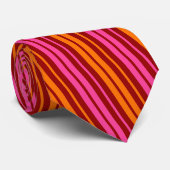 Rood Oranje Roze Verticale Strepen Design Stropdas (Opgerold)