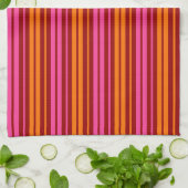 Rood Oranje Roze Verticale Strepen Design Theedoek (Gevouwen)