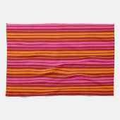 Rood Oranje Roze Verticale Strepen Design Theedoek (Horizontaal)