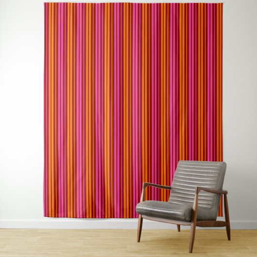 Rood Oranje Roze Verticale Strepen Design Wandkleed (In situ)