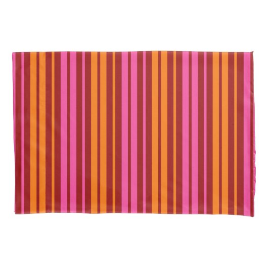 Rood Oranje Roze Verticale Strepen Ontwerp Kussensloop (Voorkant)