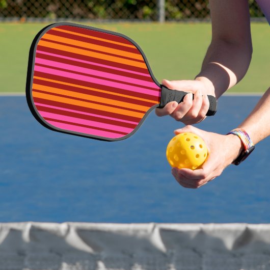 Rood Oranje Roze Verticale Strepen Ontwerp   Pickleball Paddle (Insitu)