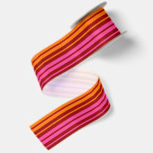 Rood Oranje Roze Verticale Strepen Ontwerp Satijnen Lint (Achterkant)
