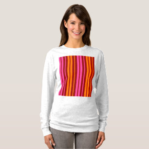 Rood Oranje Roze Verticale Strepen Ontwerp   T-shirt