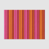 Rood Oranje Roze Verticale Strepen Ontwerp Tissuepapier (Voorkant)