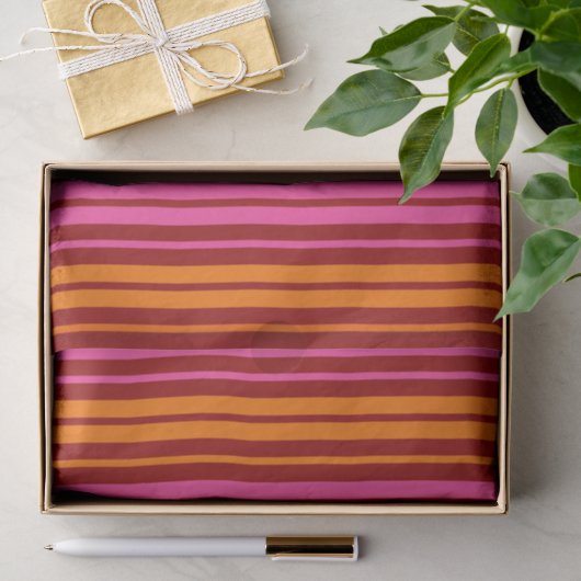Rood Oranje Roze Verticale Strepen Ontwerp Tissuepapier (Geschenk)