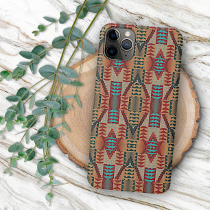 Rood Oranje Turquoise Teal Mozaïek Kunstpatroon iPhone 16 Pro Max Hoesje