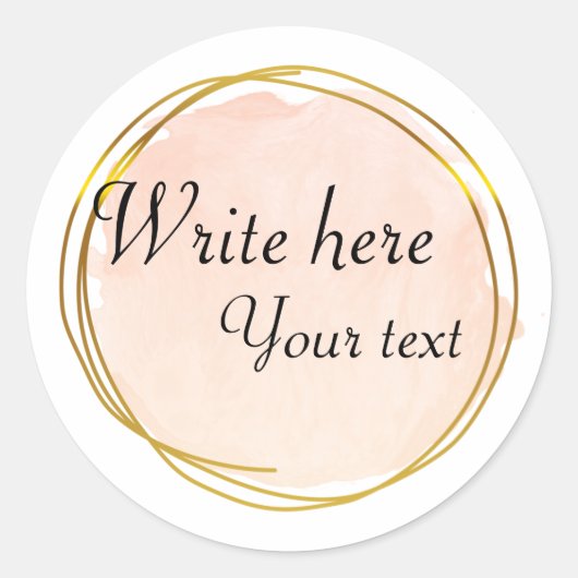 Rood Oranje Waterverf Cirkel Goud Elegant   Ronde Sticker (Voorkant)