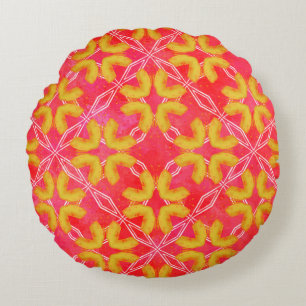 Rood, Oranje, wit hipster Patroon Rond Pillow Kussen