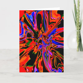 Rood-Oranje zwart blauw Abstract ventilatorontwerp Kaart