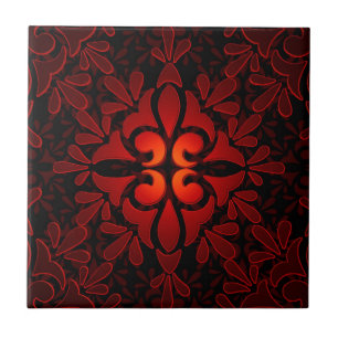 Rood Oranje Zwart Modern Geometrisch Ontwerp Tegeltje