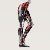 Rood Oranje zwart wit Abstract schilderen Leggings (Rechts)