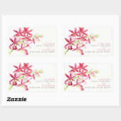 Rood orchidee bloemen waterverf botanische bruilof rechthoekige sticker (Vel)
