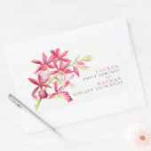 Rood orchidee bloemen waterverf botanische bruilof rechthoekige sticker (Envelop)