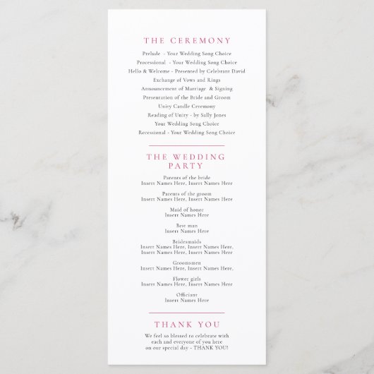 Rood orchidee waterverf botanische bloemen bruilof programmakaart (Achterkant)