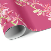 Rood orchidee waterverf bruiloft verpakkingspapier cadeaupapier (Rol Hoek)