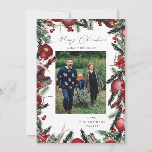 Rood Ornament Vrolijk Kerstfeest Foto 2 (Voorkant)