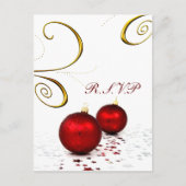 rood ornament WINTER Wedding RSVP Uitnodiging Briefkaart (Voorkant)