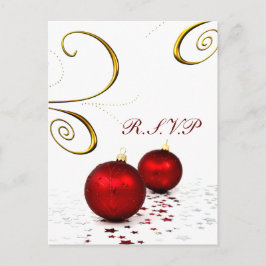 rood ornament WINTER Wedding RSVP Uitnodiging Briefkaart