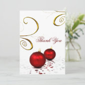 Rood ornament winterbruiloft Hartelijk dank Bedankkaart (Staand voorkant)