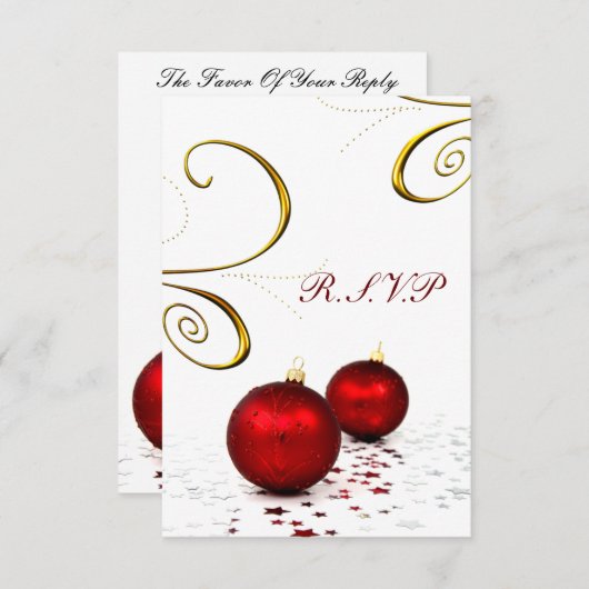 Rood ornament Winterbruiloft RSVP Standaard 3.5 x (Voorkant / Achterkant)
