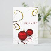 Rood ornament Winterbruiloft RSVP Standaard 3.5 x Kaartje (Staand voorkant)