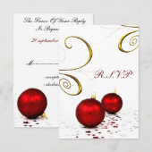 Rood ornament Winterbruiloft RSVP Standaard 3.5 x Kaartje (Voorkant / Achterkant)