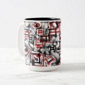 Rood overal tweekleurige koffiemok (Voorkant links)