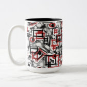 Rood overal tweekleurige koffiemok (Links)